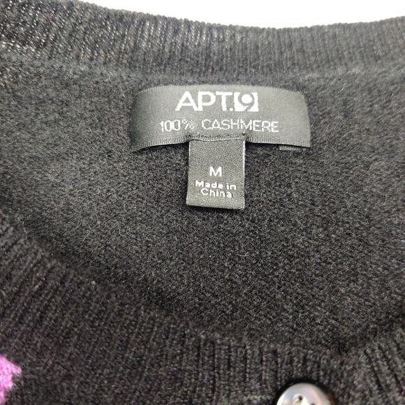 Apt 9 100% Cashmere Purple Argyle Diamond Cardigan Sweater Medium Preppy Cozy - Picture 6 of 10